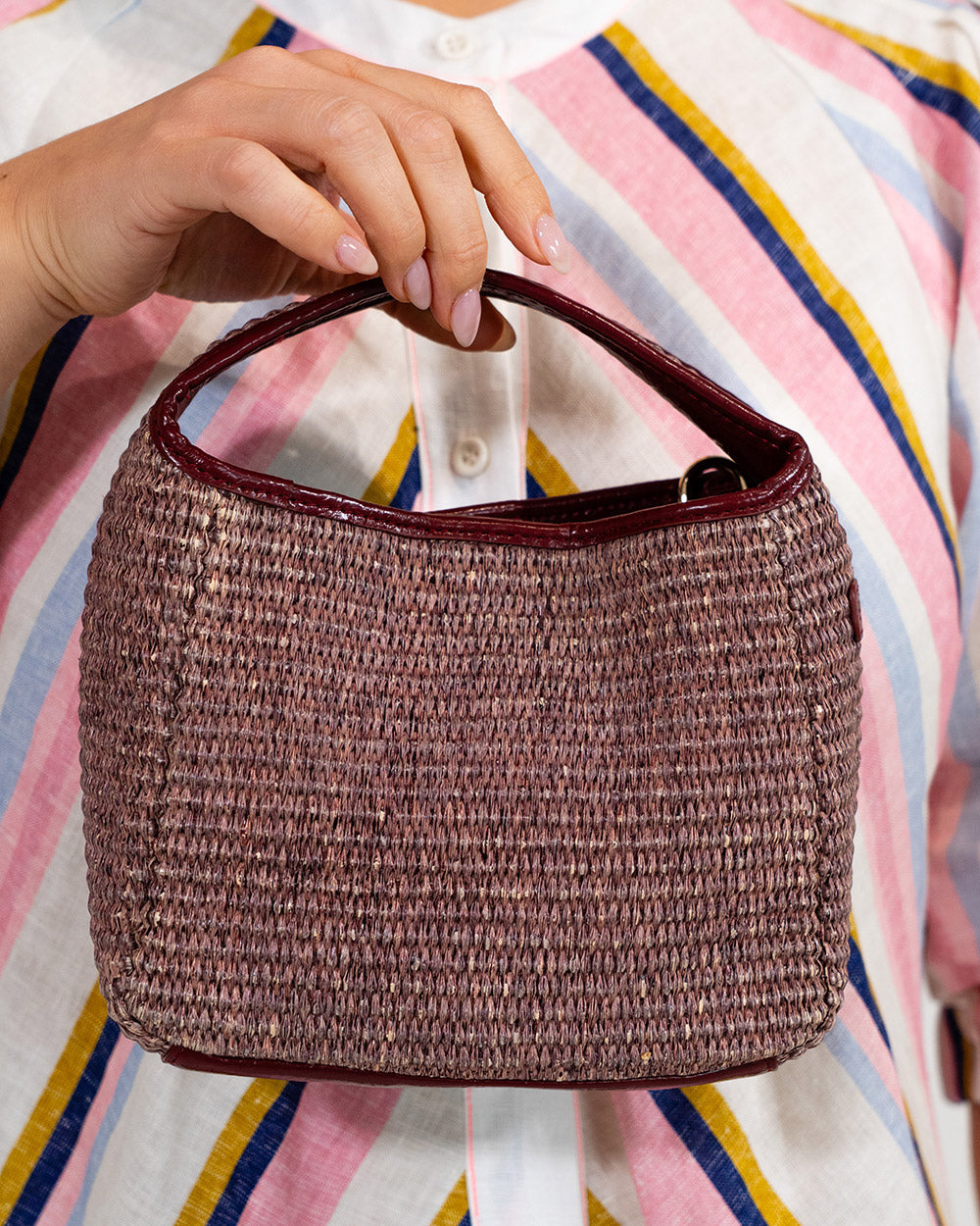 ELMS+KING | Linton Crossbody Bag | Burgundy/Coco Weave