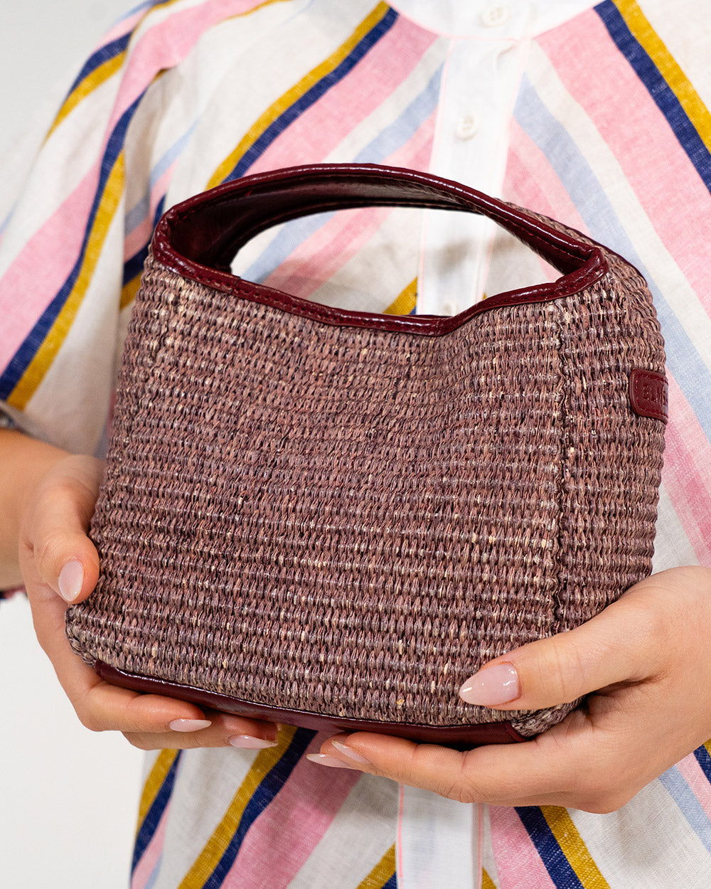 ELMS+KING | Linton Crossbody Bag | Burgundy/Coco Weave