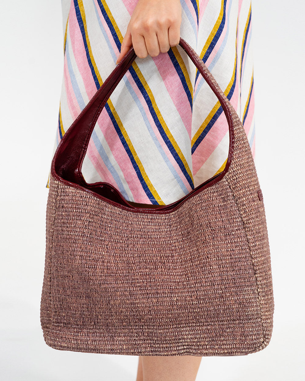 ELMS+KING | Arcadia Weave Tote Bag | Burgundy/Coco Weave
