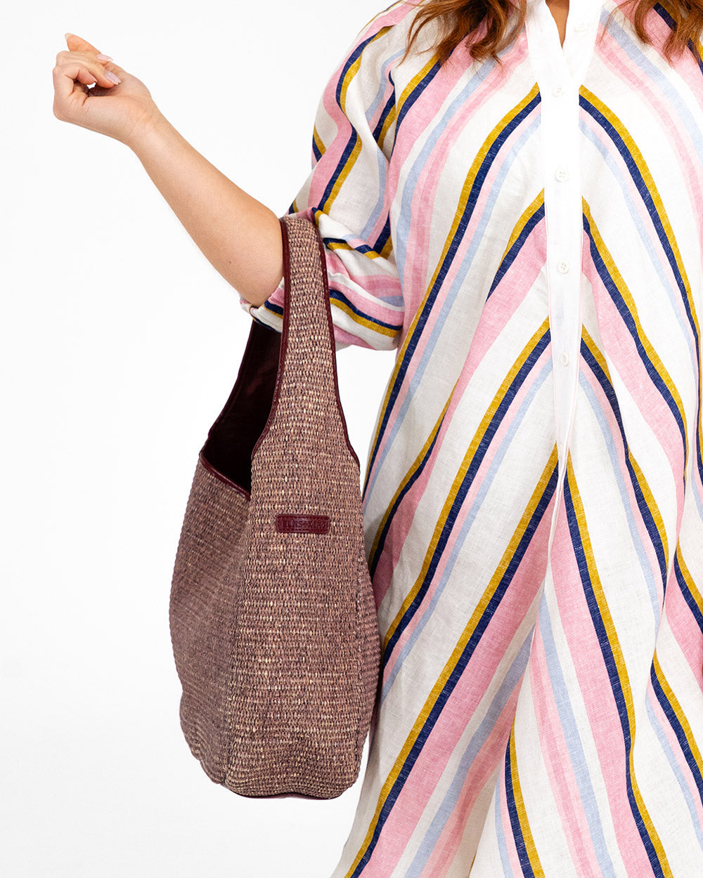 ELMS+KING | Arcadia Weave Tote Bag | Burgundy/Coco Weave
