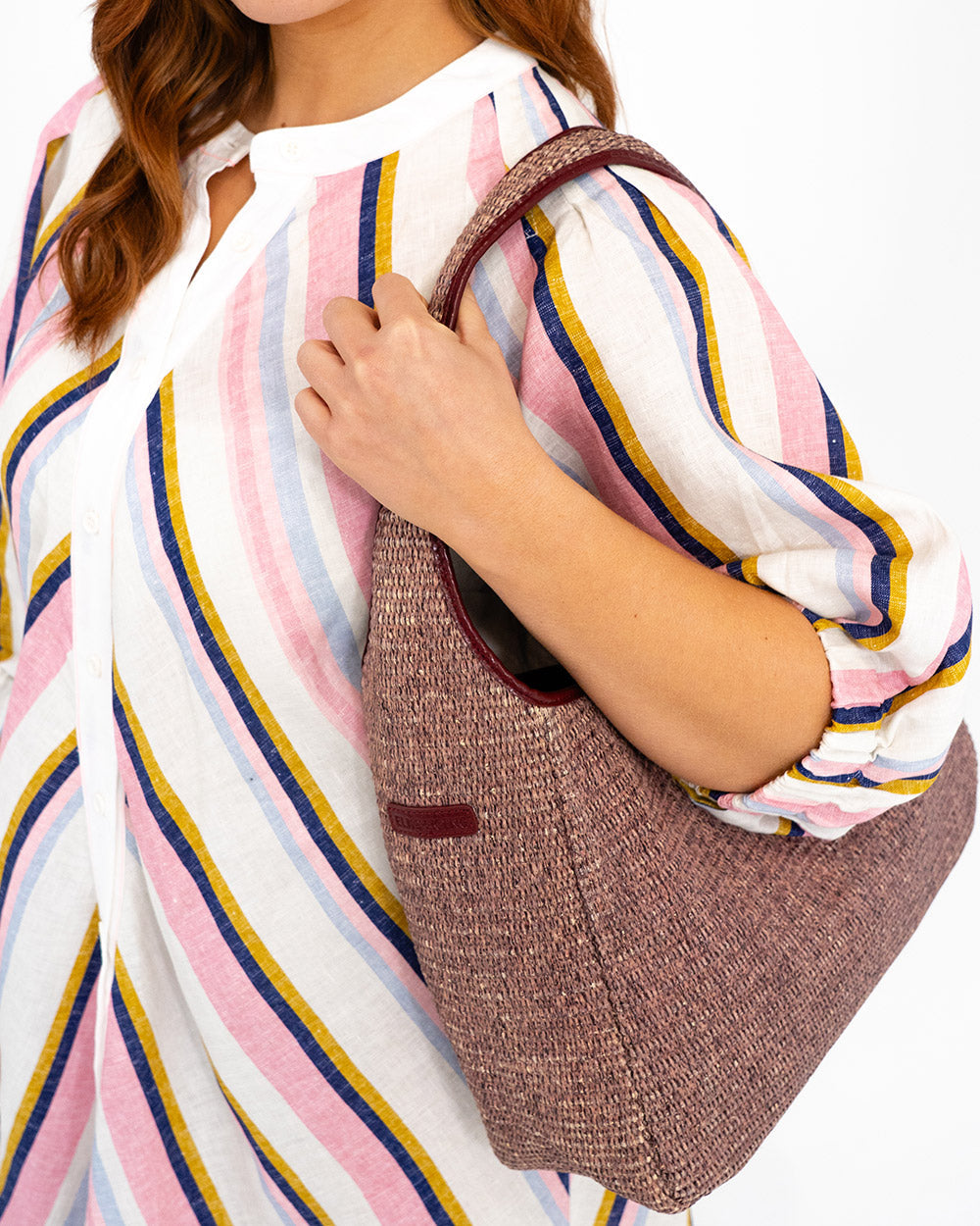 ELMS+KING | Arcadia Weave Tote Bag | Burgundy/Coco Weave