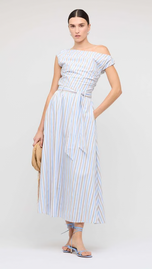 Staple The Label | Marcella Maxi Skirt | Blue/Brown Stripe
