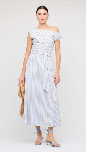 Staple The Label | Marcella Maxi Skirt | Blue/Brown Stripe