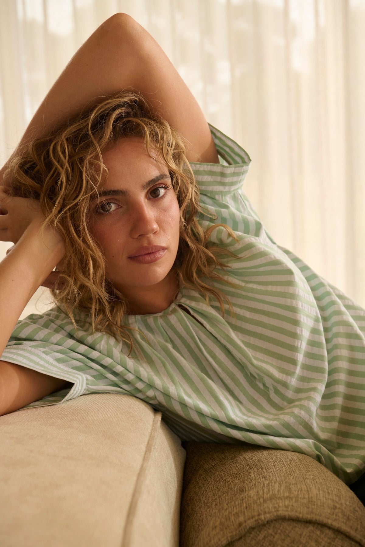Kireina | Kaitlyn Shirt | Green Stripe