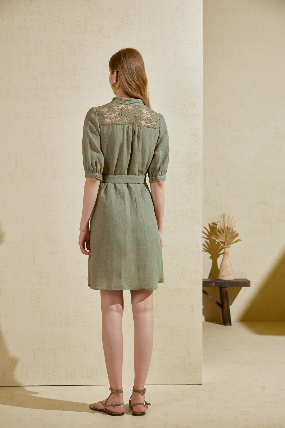 GDS | Ila Lace Short Sleeves Short Dress | Khaki