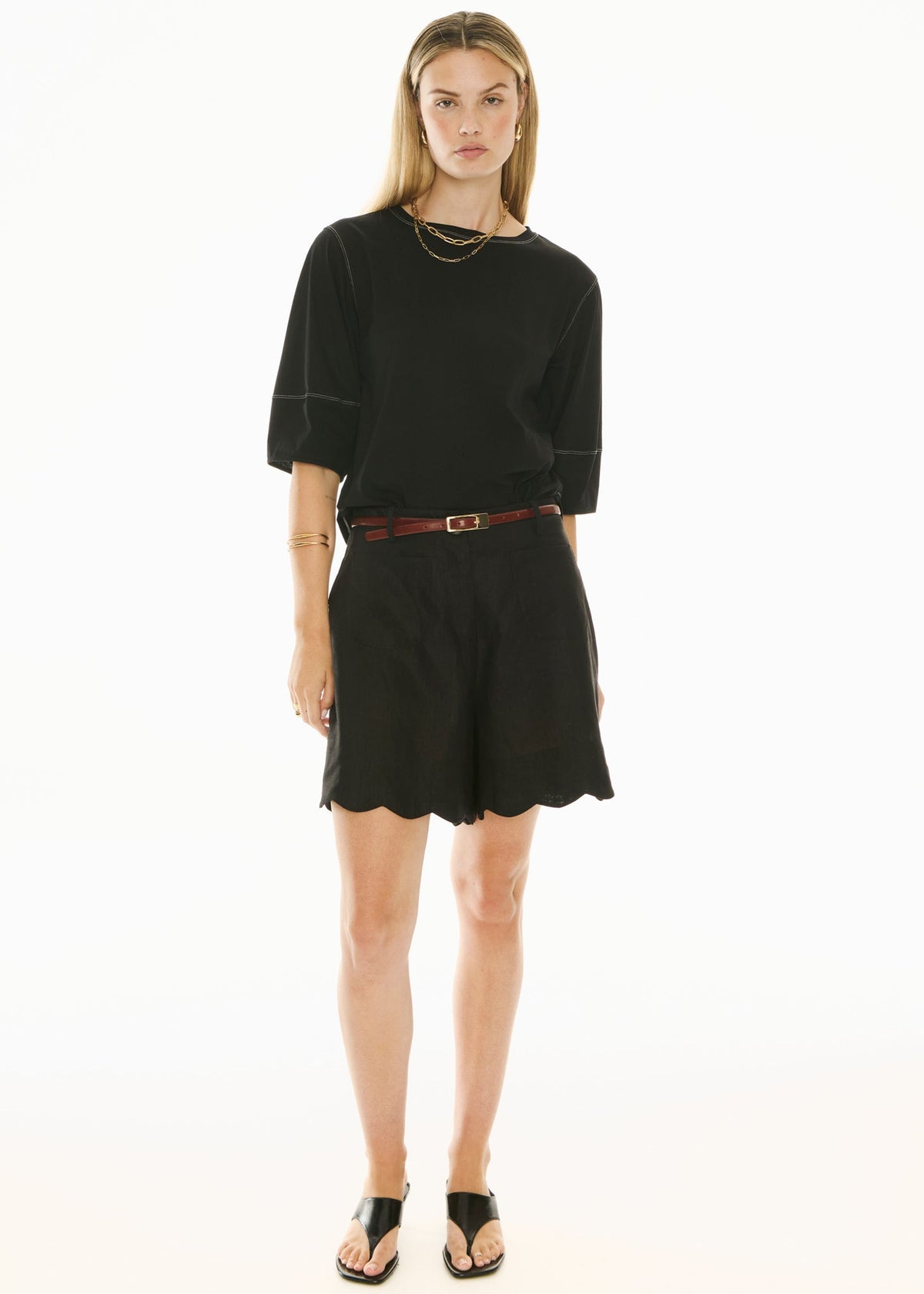 POL Clothing Sale | Harlyn Topstitch Tee | Black