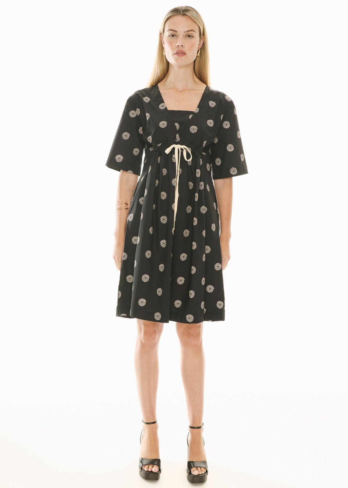 POL | Buoy Drawcord Dress | Black/Pebble