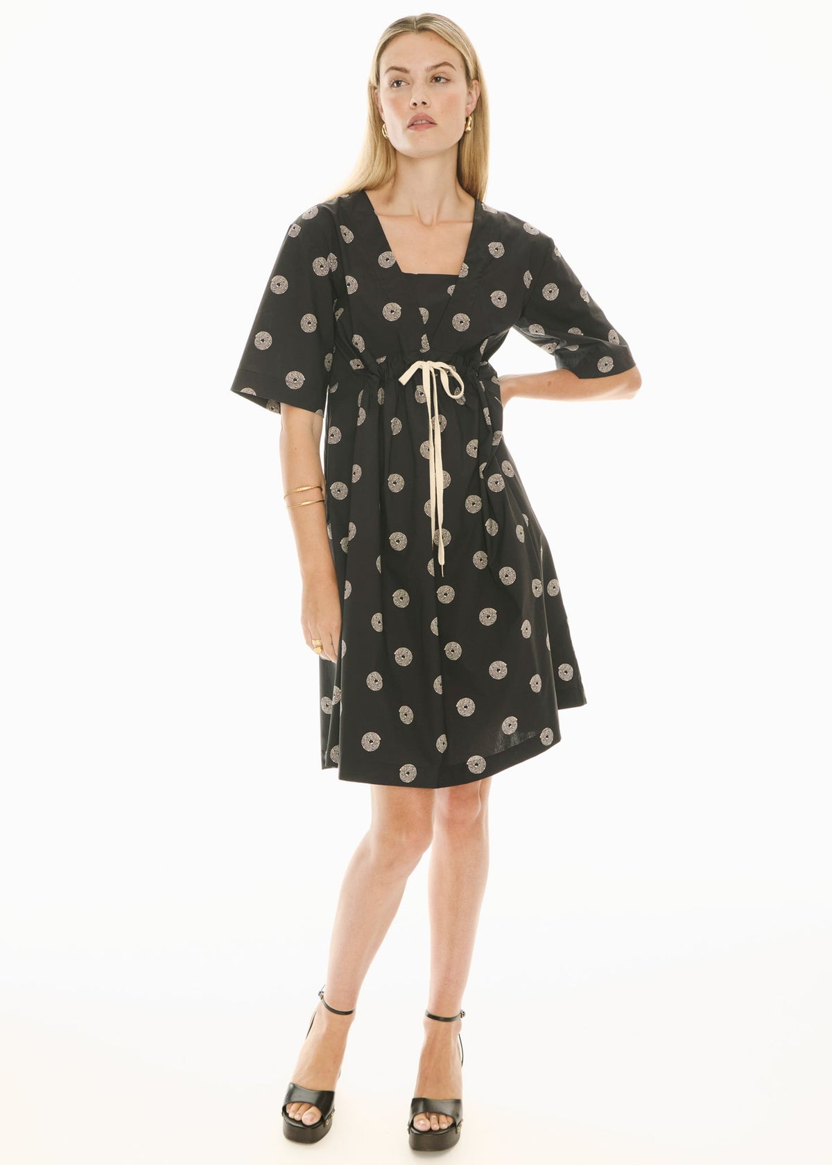POL | Buoy Drawcord Dress | Black/Pebble