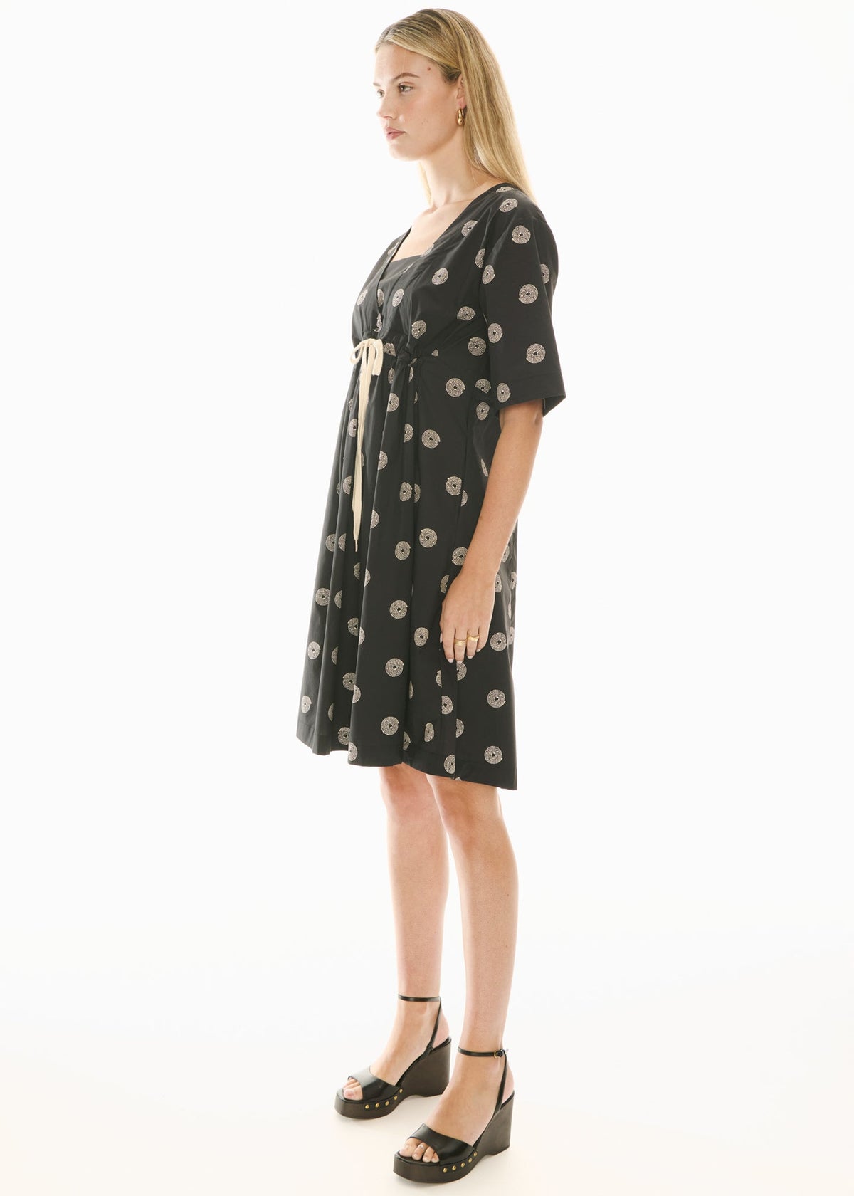 POL | Buoy Drawcord Dress | Black/Pebble