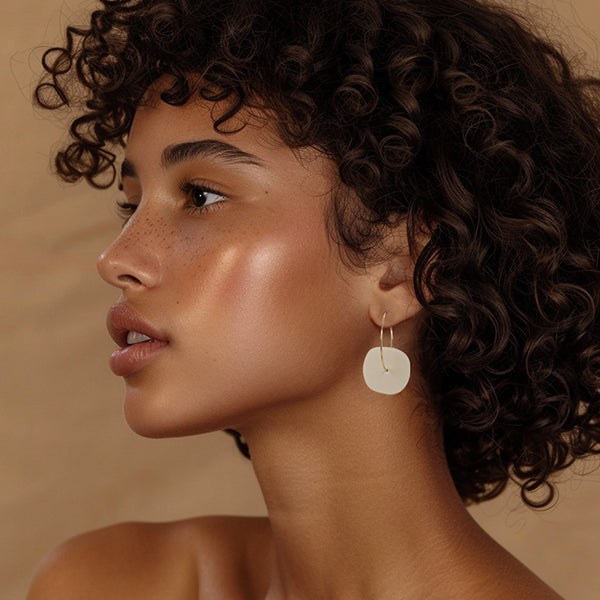Mingled | Aura Hoops | Ivory Beige