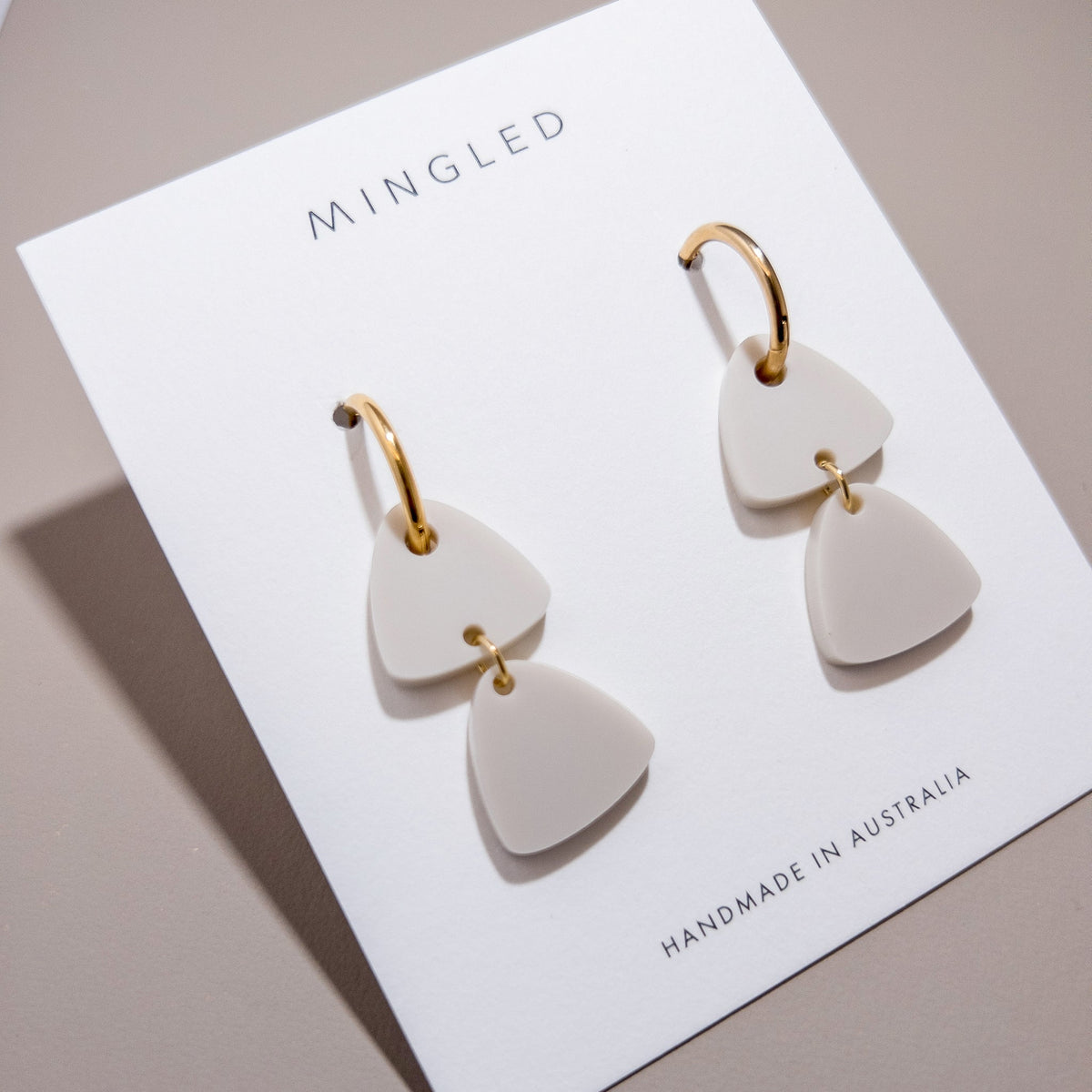 Mingled | Freya Huggie Dangle | Ivory Beige