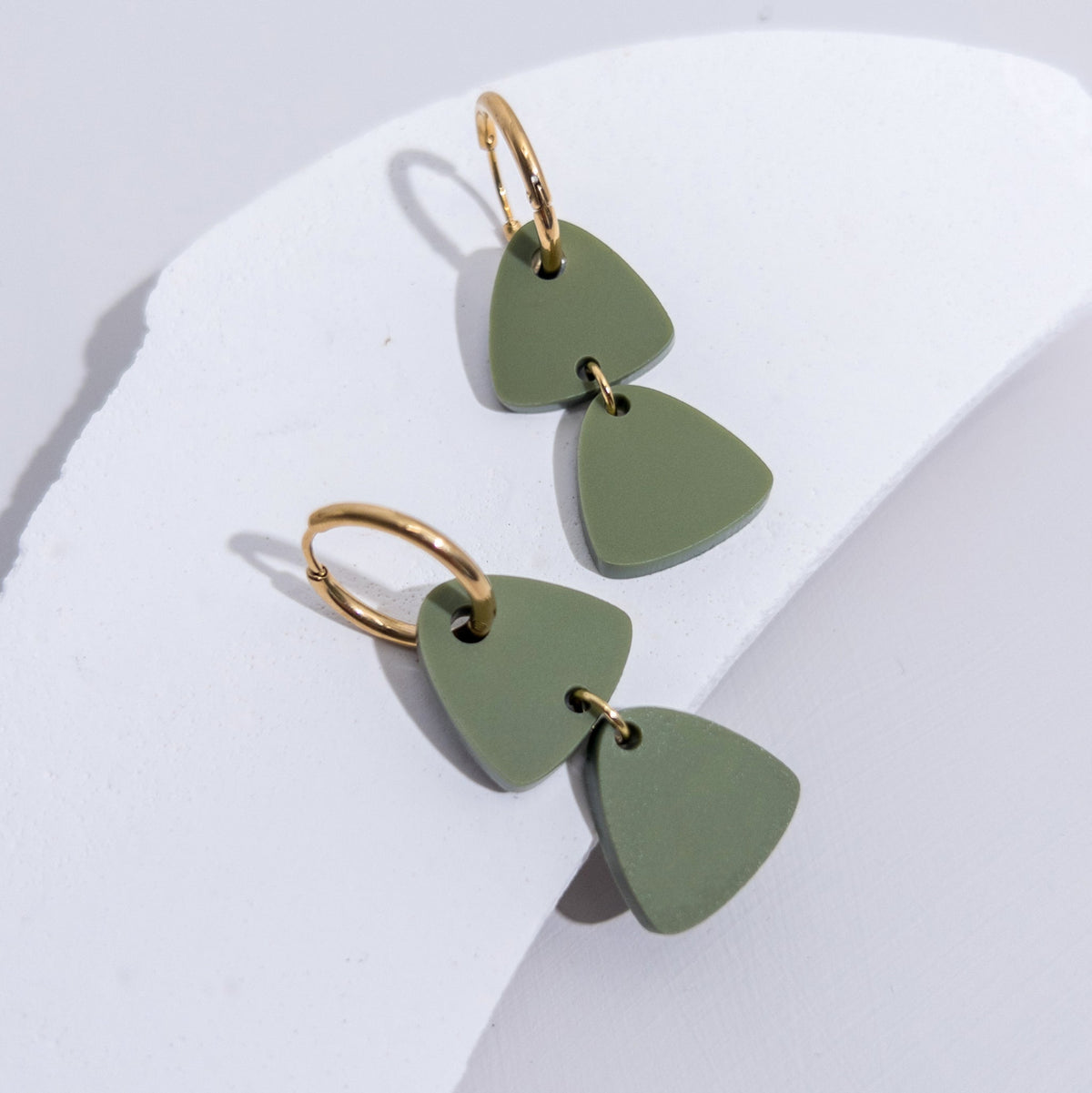Mingled | Freya Huggie Dangle | Olive Green