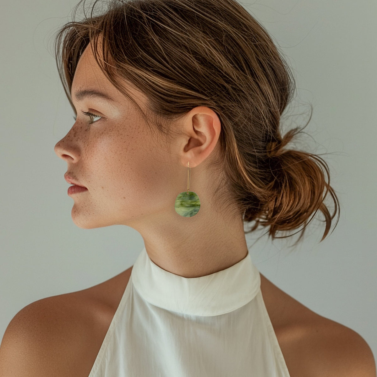 Mingled | Organic Dangle Earrings | Moss