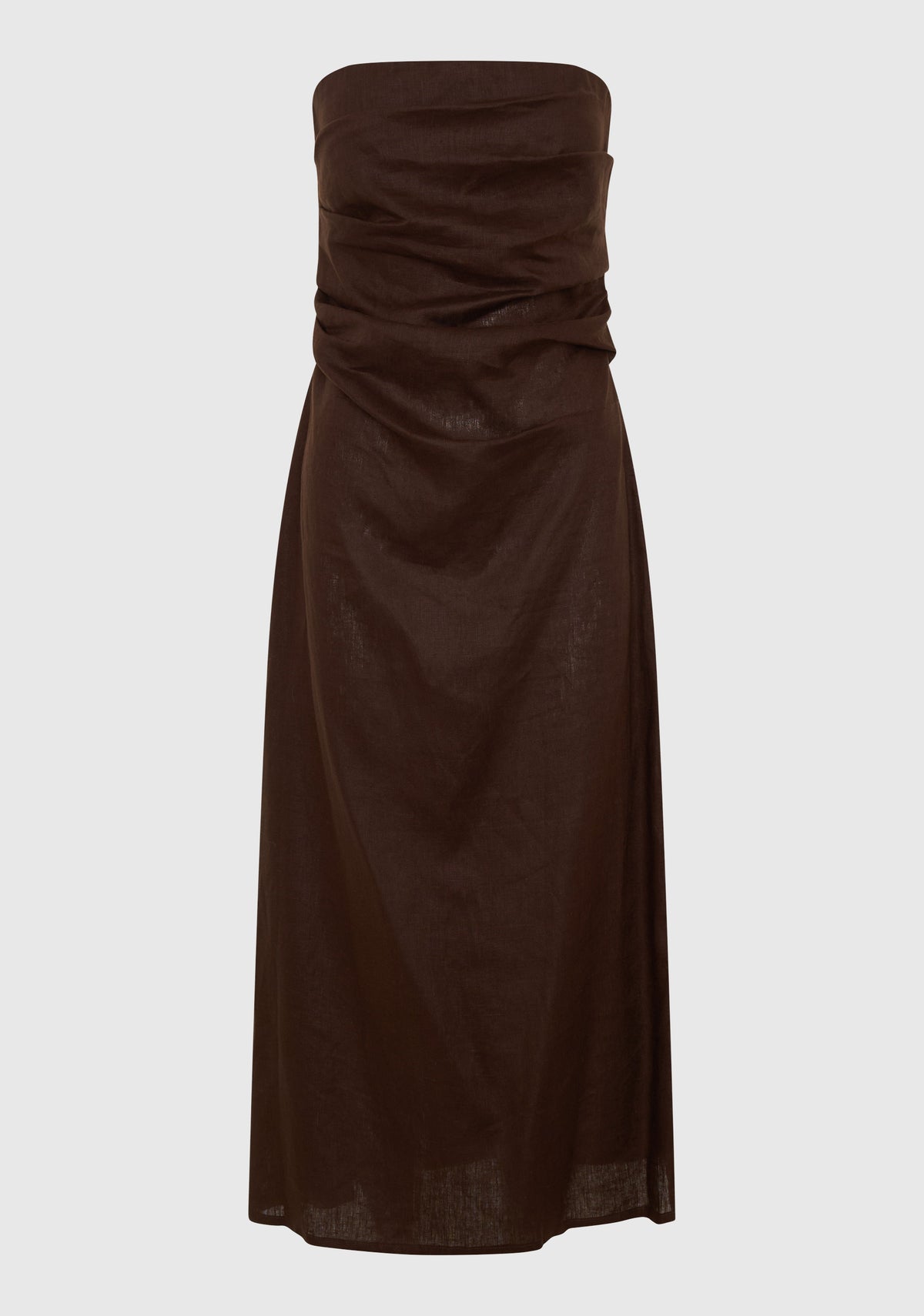 Morrison | Rio Linen Strapless Dress | Chocolate