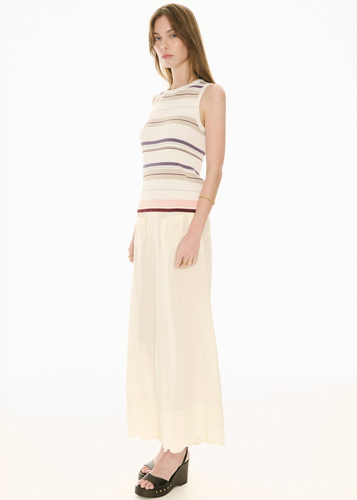 POL | Fey Ribbed Tank | Ivory Multi