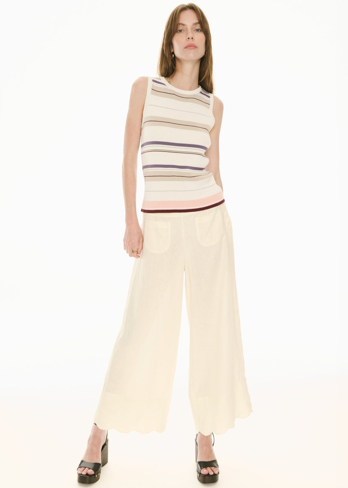 POL | Fey Ribbed Tank | Ivory Multi