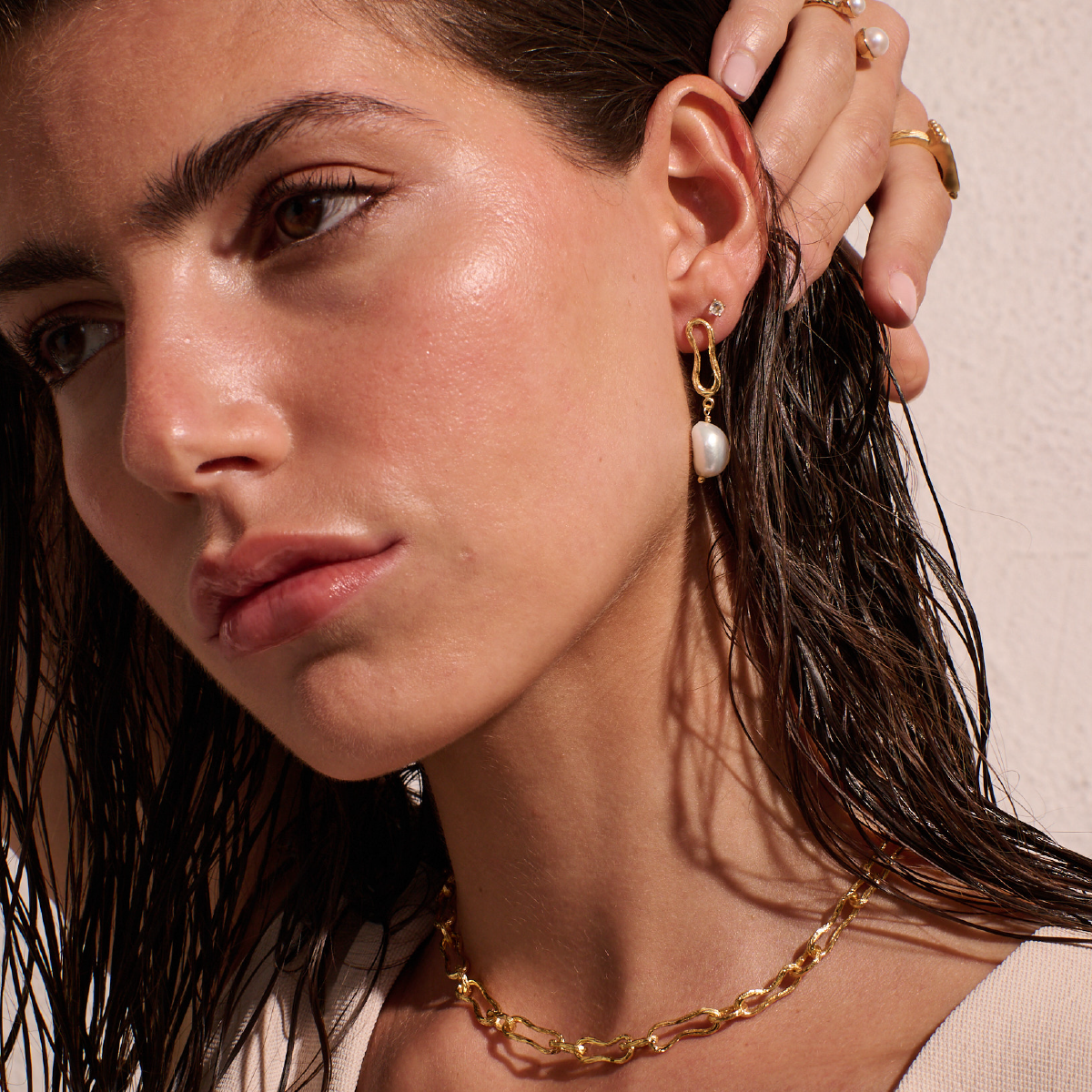 Murkani | Eterna | Baroque Pearl Earrings | 18KT Yellow Gold Plate