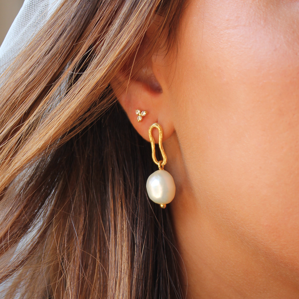 Murkani | Eterna | Baroque Pearl Earrings | 18KT Yellow Gold Plate