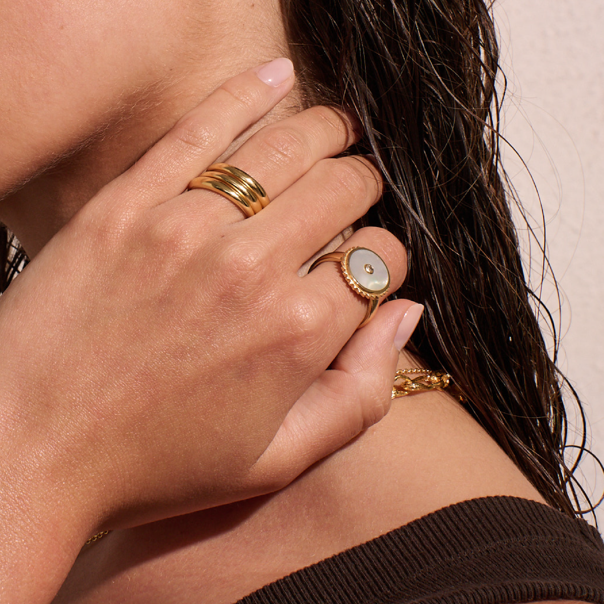 Murkani | Vintage Wave Ring (Set of 3) | Gold