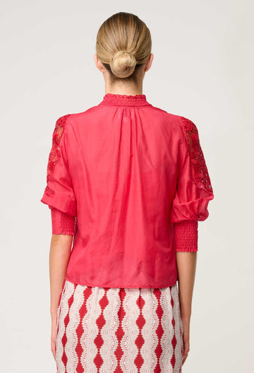 Once Was | Oleander Cotton Silk Blouse | Ruby