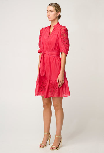 Once Was | Jamila Silk Cotton Dress | Ruby