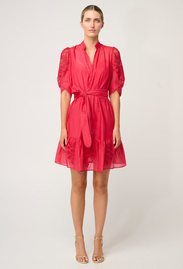 Once Was | Jamila Silk Cotton Dress | Ruby