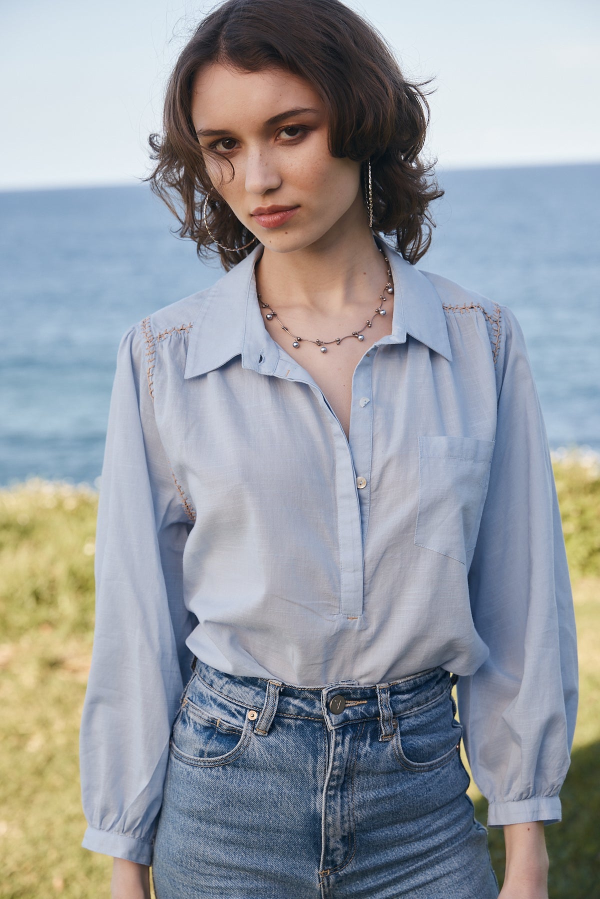 Marie Louise de Monterey | New Birkin Blouse | Blue