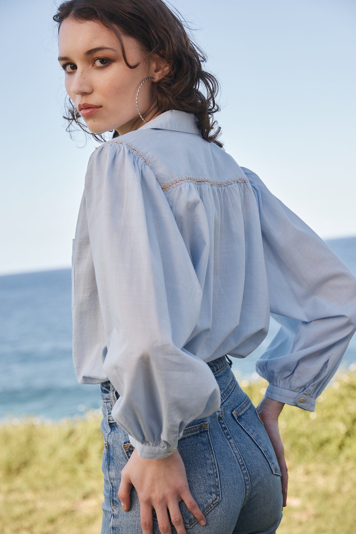 Marie Louise de Monterey | New Birkin Blouse | Blue