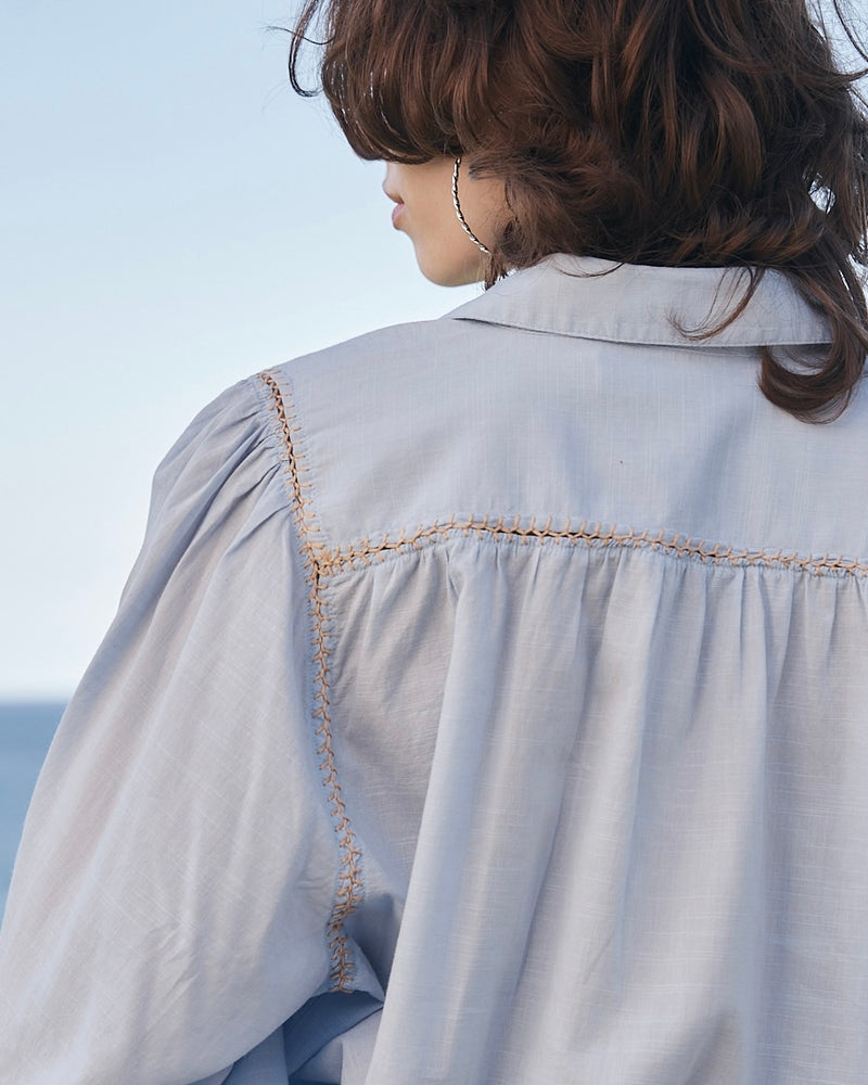 Marie Louise de Monterey | New Birkin Blouse | Blue