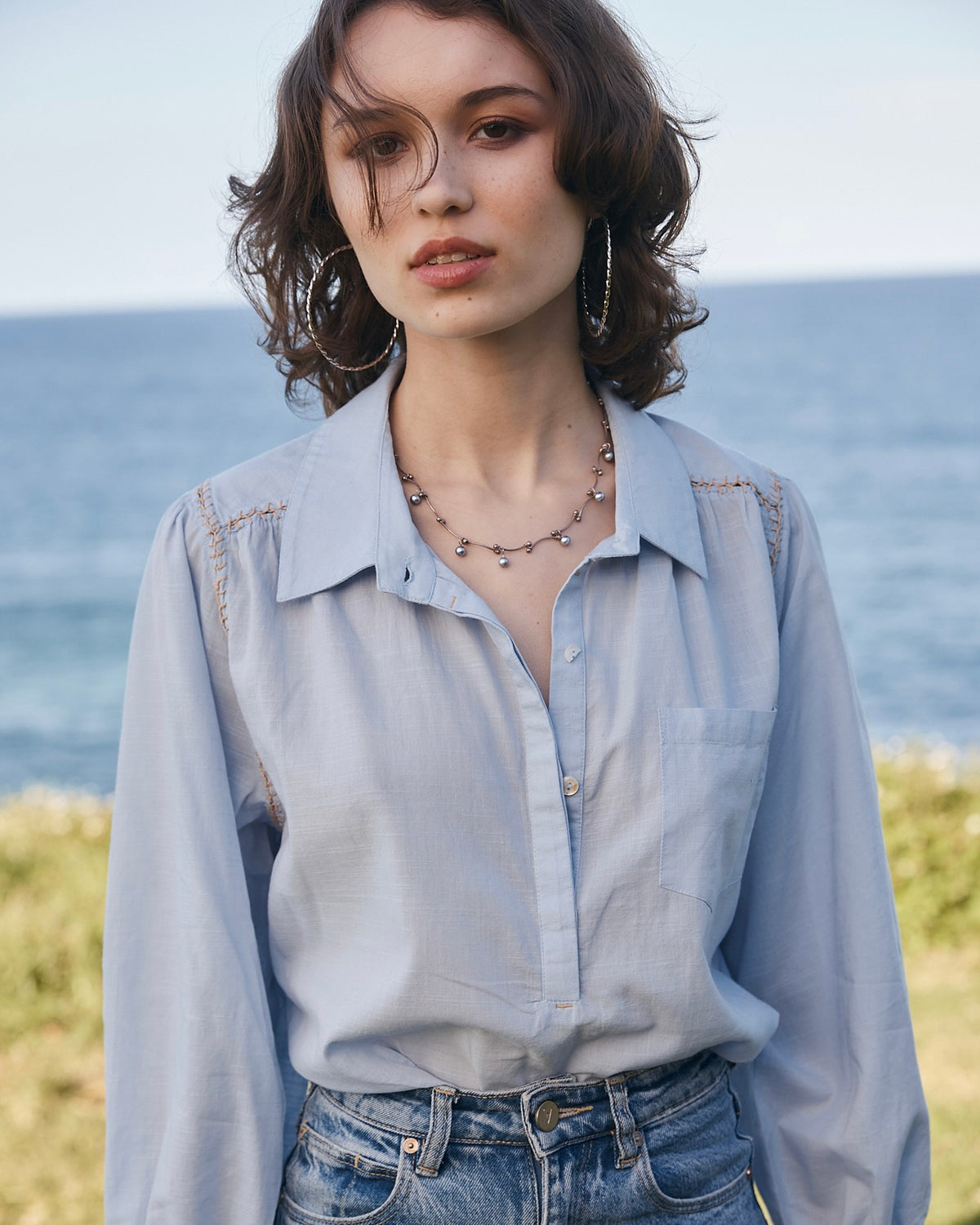Marie Louise de Monterey | New Birkin Blouse | Blue