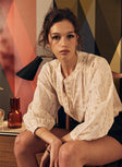 Marie Louise de Monterey | Ines Love Heart Blouse | Ecru With Silver/Gold Hearts