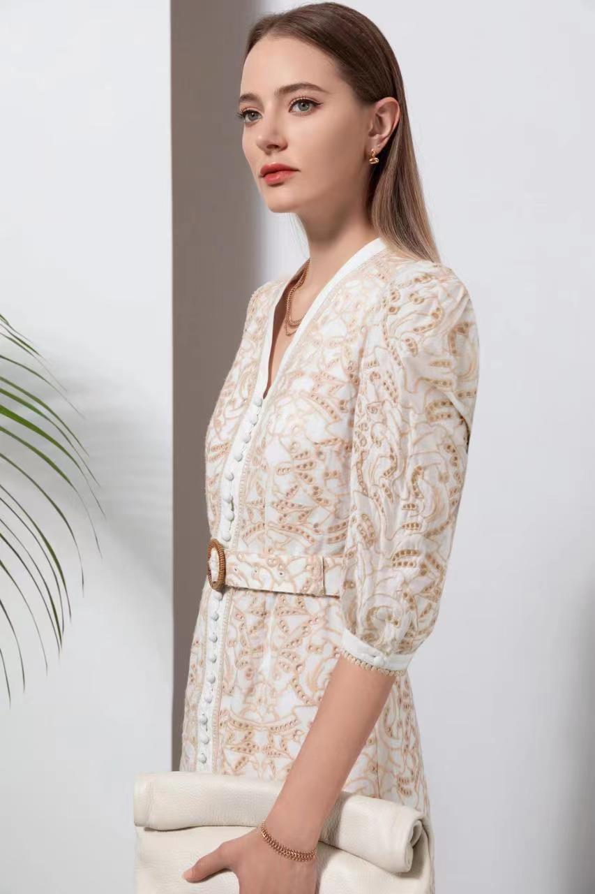 GDS | Naomi V Neck Long Dress | Beige