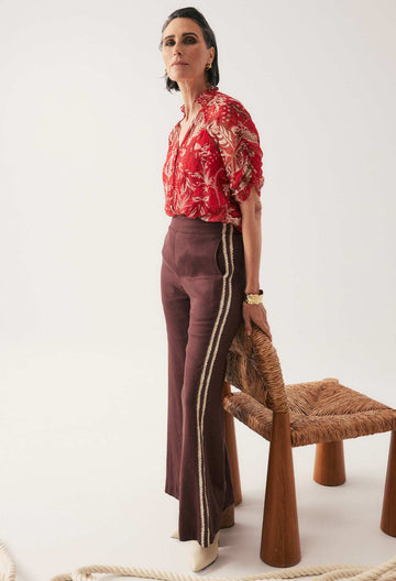 Once Was | Liora Linen Viscose Stretch Rope Pant | Rustic Twine