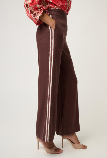 Once Was | Liora Linen Viscose Stretch Rope Pant | Rustic Twine