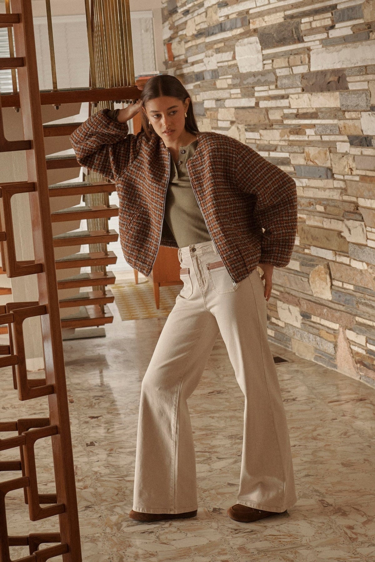 Kireina | Harper Jean Leather Pocket | Sand