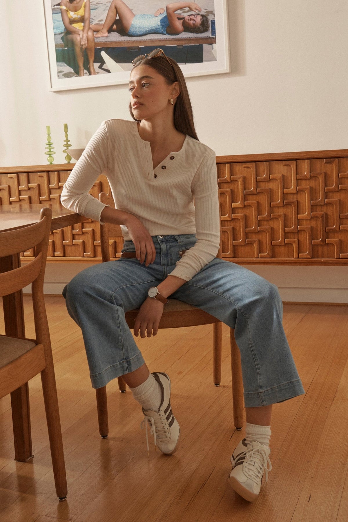 Kireina | Freya Jean | Leather Pocket | 70s Blue