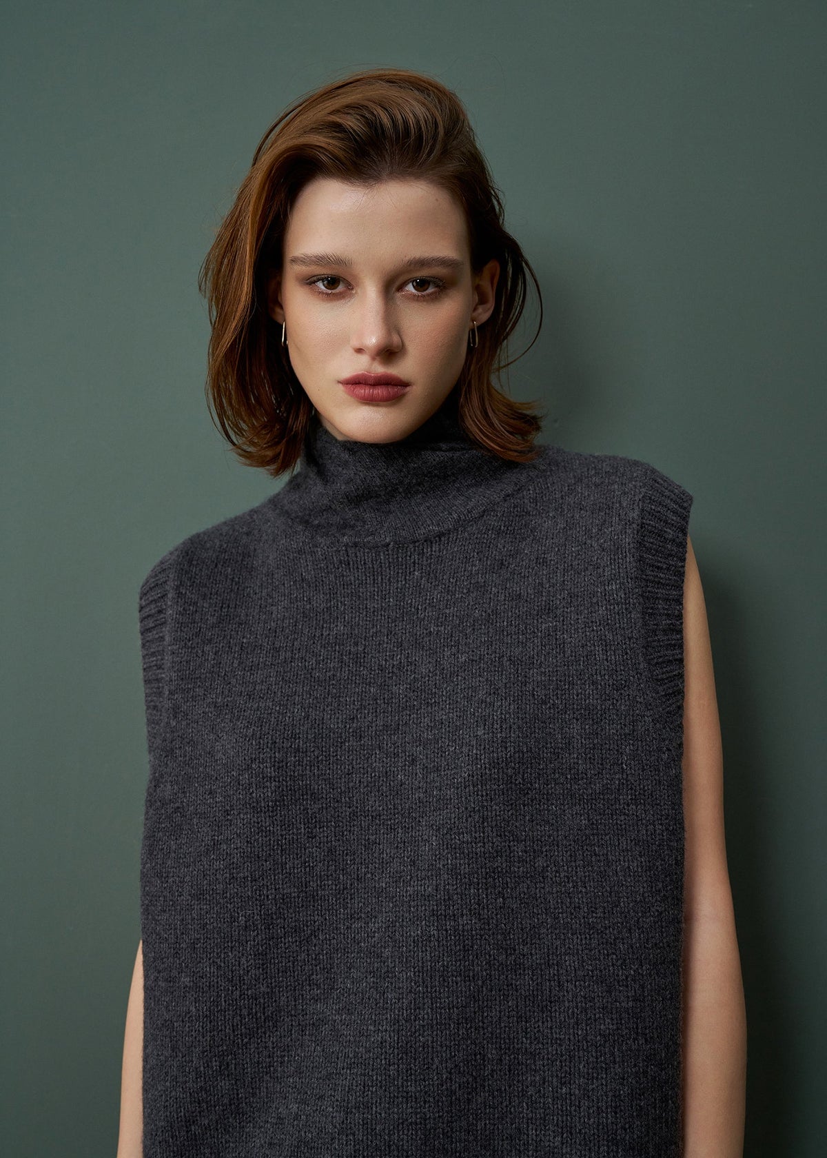 Alete | Twisted Collar Vest | Dark Marl Grey