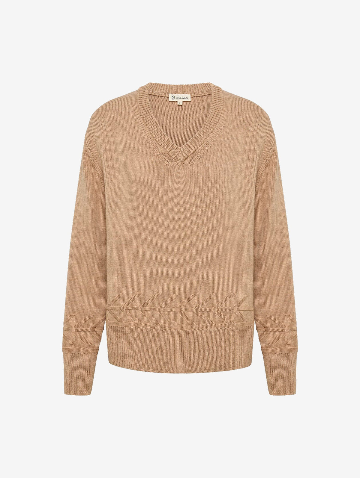 Iris & Wool | Chunky V Neck Sweater |Pale Toffee