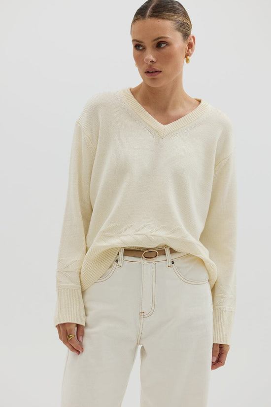 Iris & Wool | Chunky V Neck Sweater | Ivory