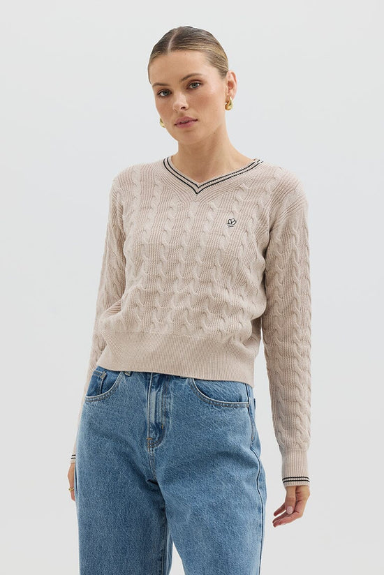 Iris & Wool | Crop Cable Sweater | Oatmeal