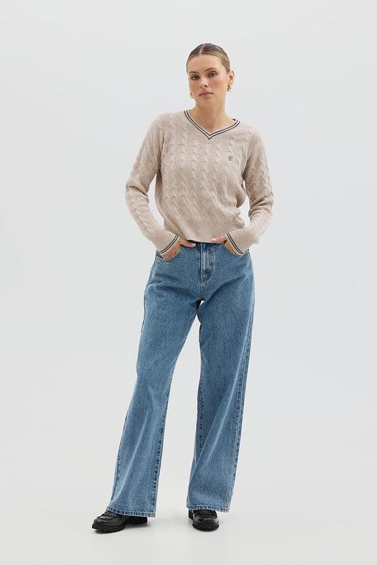 Iris & Wool | Crop Cable Sweater | Oatmeal