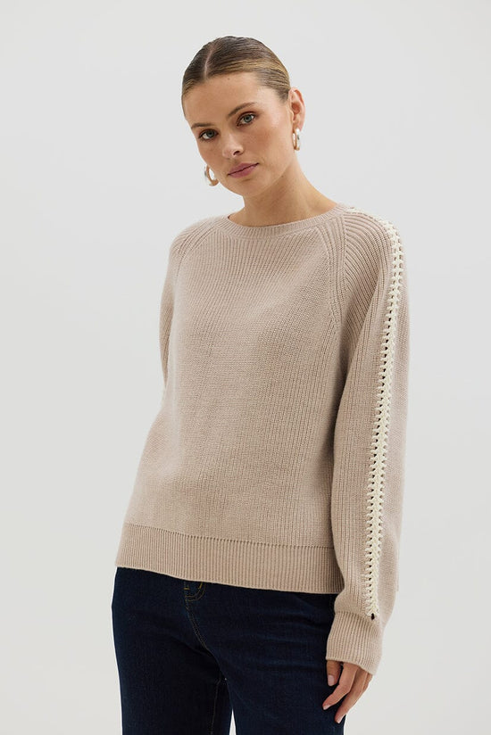 Iris & Wool | Crotchet Inlet Sleeve Sweater | Oat Melange