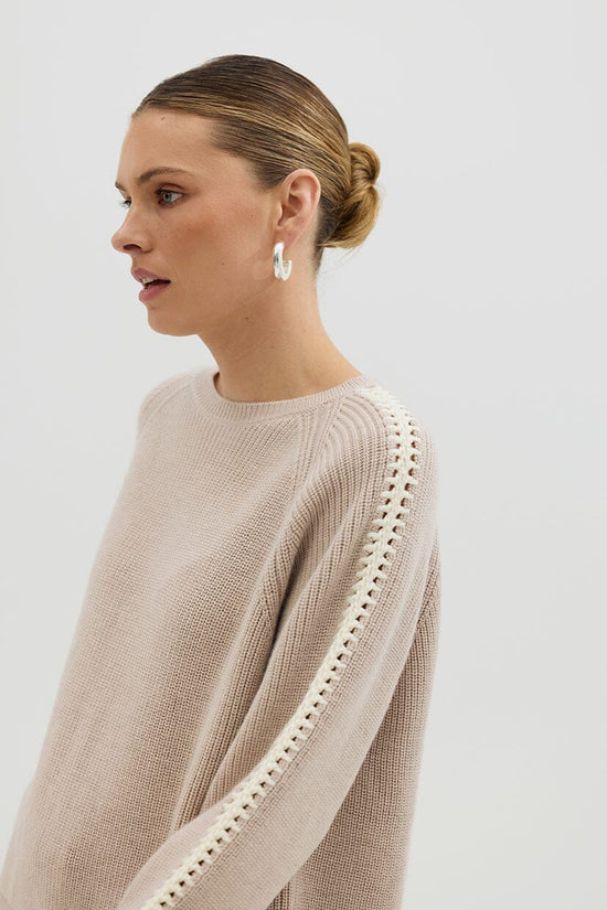 Iris & Wool | Crotchet Inlet Sleeve Sweater | Oat Melange