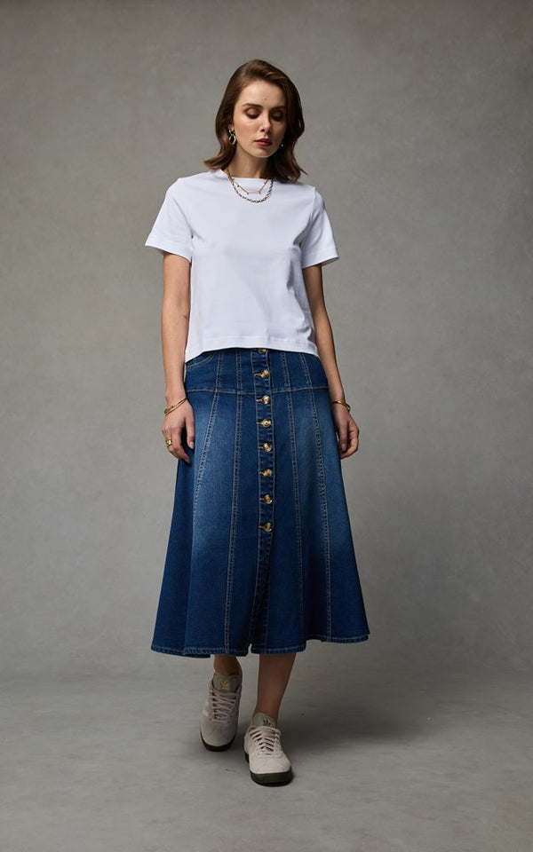 Dricoper | Gabby Flare Skirt | Pacific Blue