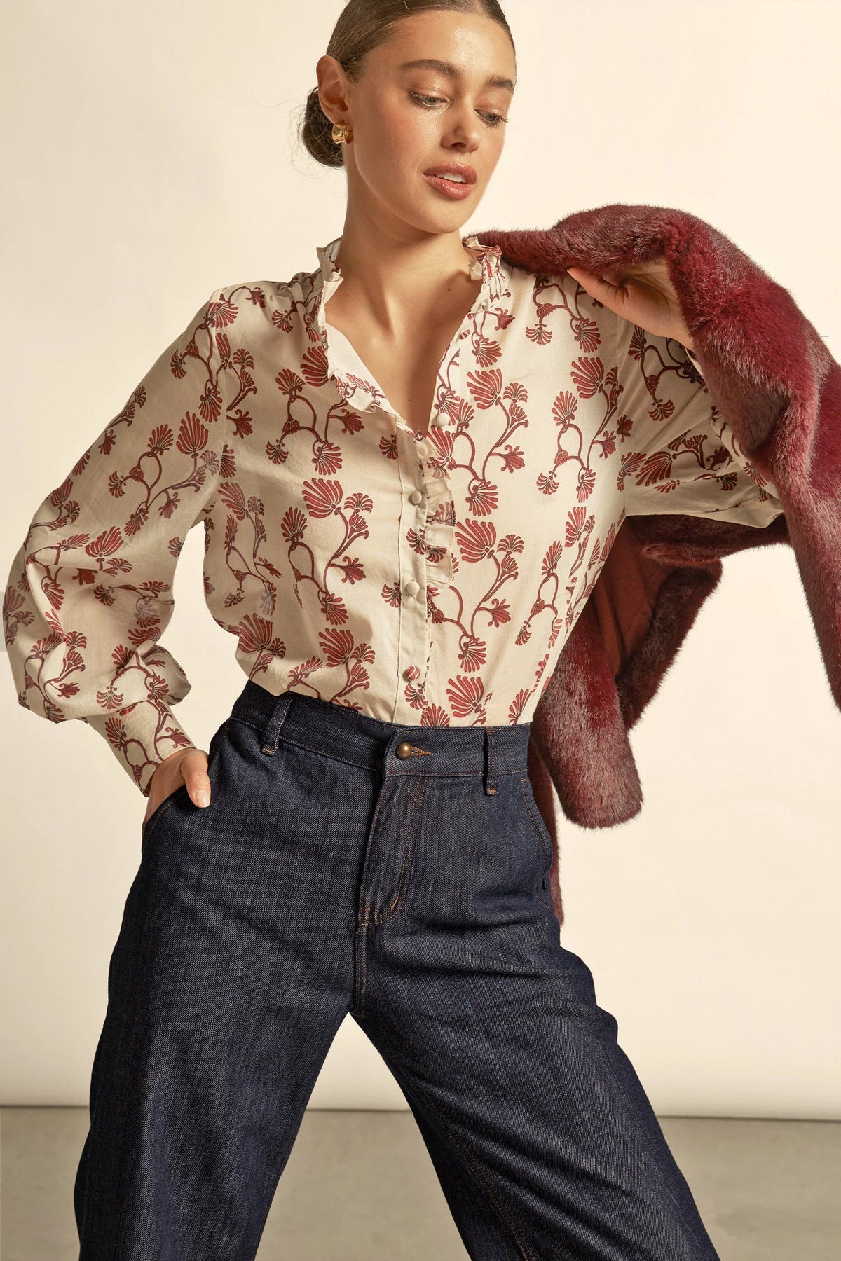 Zoe Kratzmann | Brim Top | Cream Berry Nouveau