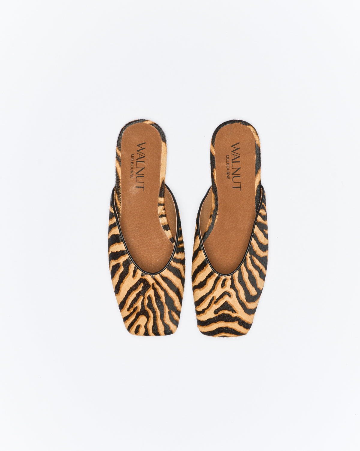 Walnut | Tyla Leather Mule | Tan Zebra