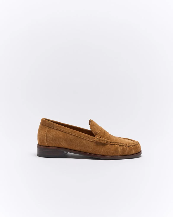 Walnut | Hawk Leather Loafer | Tan Suede