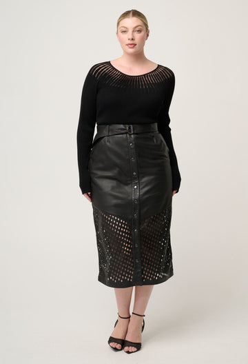 Once Was | Rhiannon Viscose Nylon Sheer Knit Top | Black