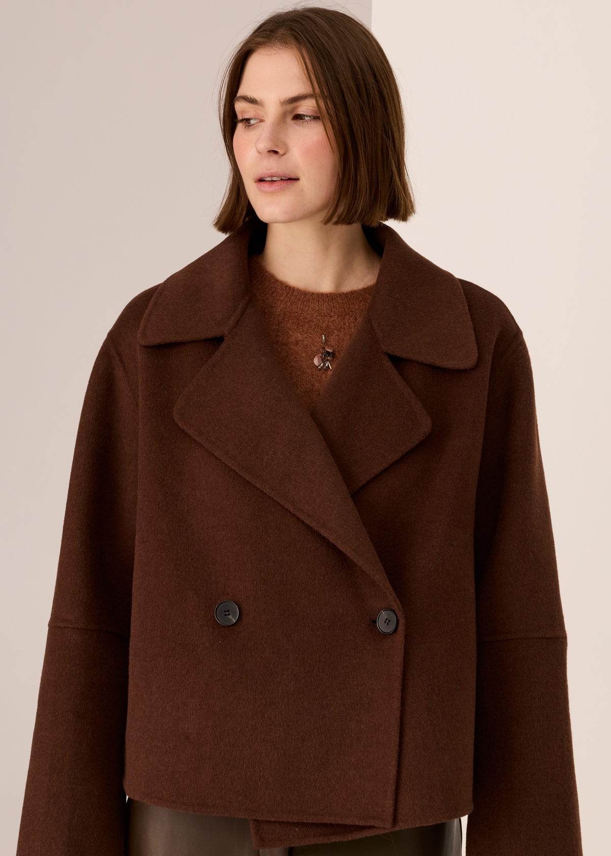 POL | Cohen Cropped Wool Coat | Walnut