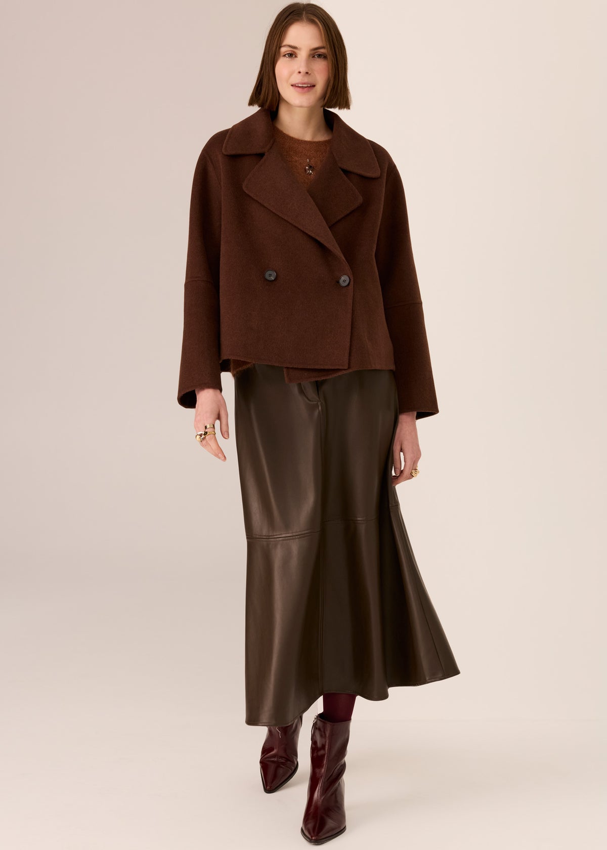 POL | Cohen Cropped Wool Coat | Walnut